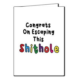 Wanky Candles Congrats On Escaping This Shithole - Funny Retirement Card, New Job Card For Work Friend, Colleague, Leaving Work, Promotion Card N20,Multi,5x7