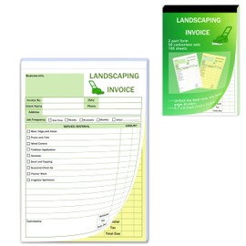 50 Sets Garden Service Invoice Receipt Book, 2-Part Carbonless Landscaping Invoice Book for Small Business, 5.7 x 8.3in Lawn Care & Gardening Work Order Forms