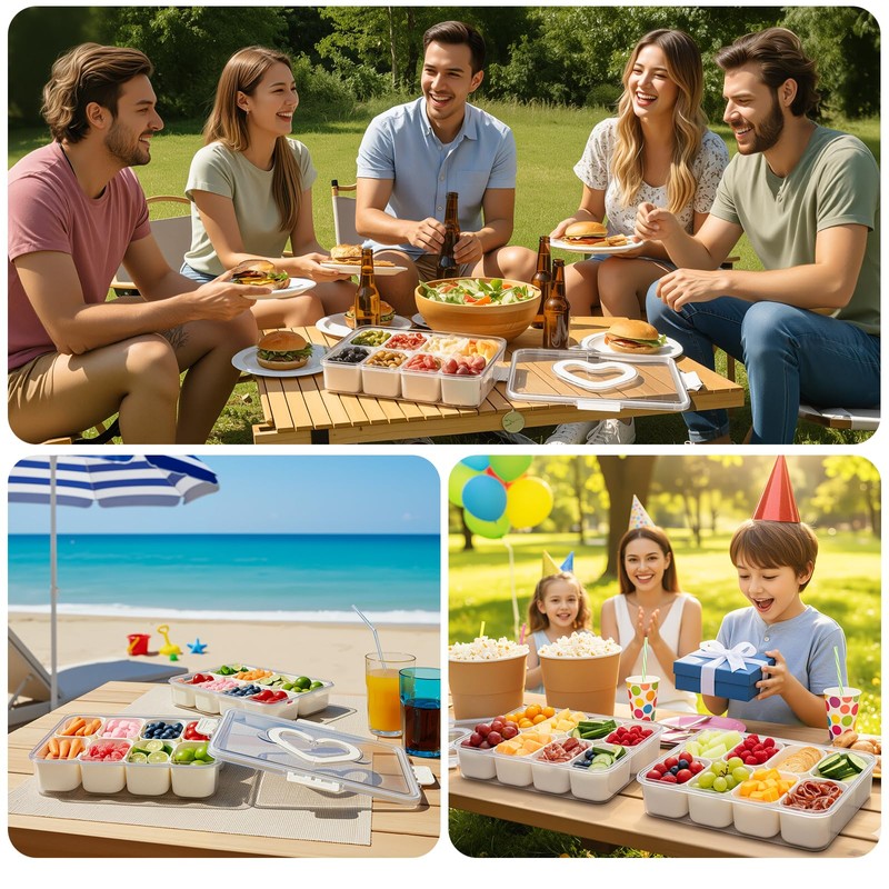 Snackle Box Container, 8 Removable Snack Containers with Lid