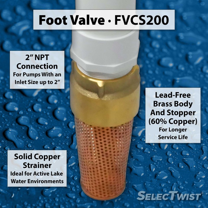 FOOT VALVE - 2" One-Way With ZEBRA MUSSEL Strainer Made