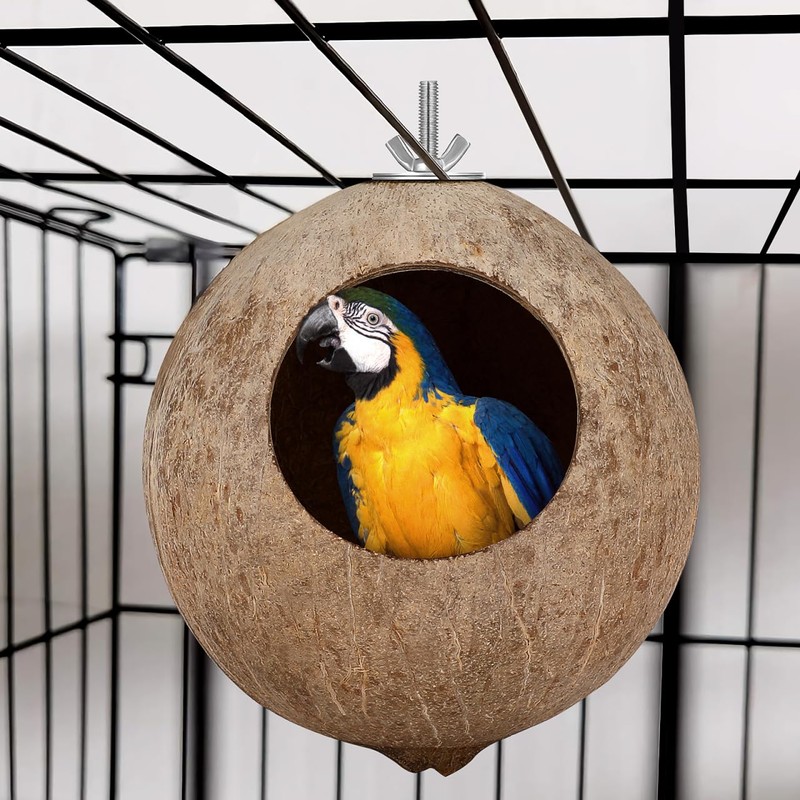 Balacoo Coconut Bird Nest for Cage: Natural Coconut Shell Parakeet