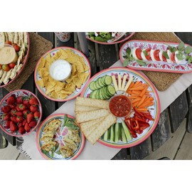 Mediterranean Outdoor/Camping/BBQ - Plastic/Melamine Dipping Snack Bowls x 2