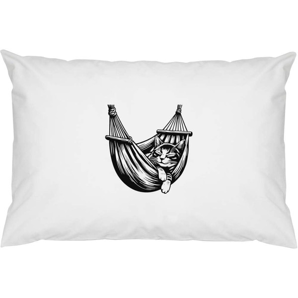 2 x 'Cat Sleeping In Hammock' Cotton Pillow Cases (PW00040477)