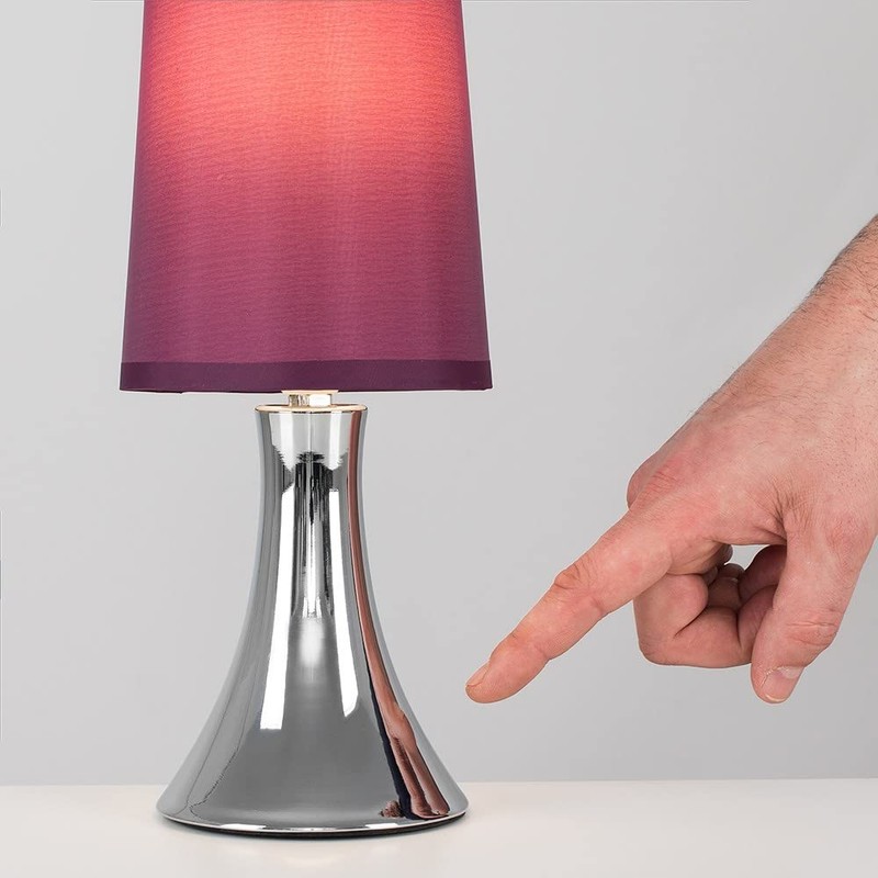 MiniSun Small Modern Chrome Trumpet Touch Table Lamp with Purple