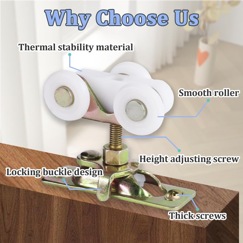4Pcs Sliding Pocket Door Rollers Assembly for Johnson Part Hardware
