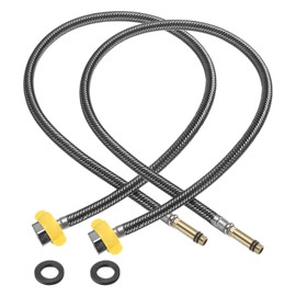sourcing map 2Pcs 31" Faucet Supply Lines Connector Stainless Steel Braided Long Faucet Connector G1/2 Female Compression Thread x M10 Male Connector for Kitchen Sink Bathroom (Black)
