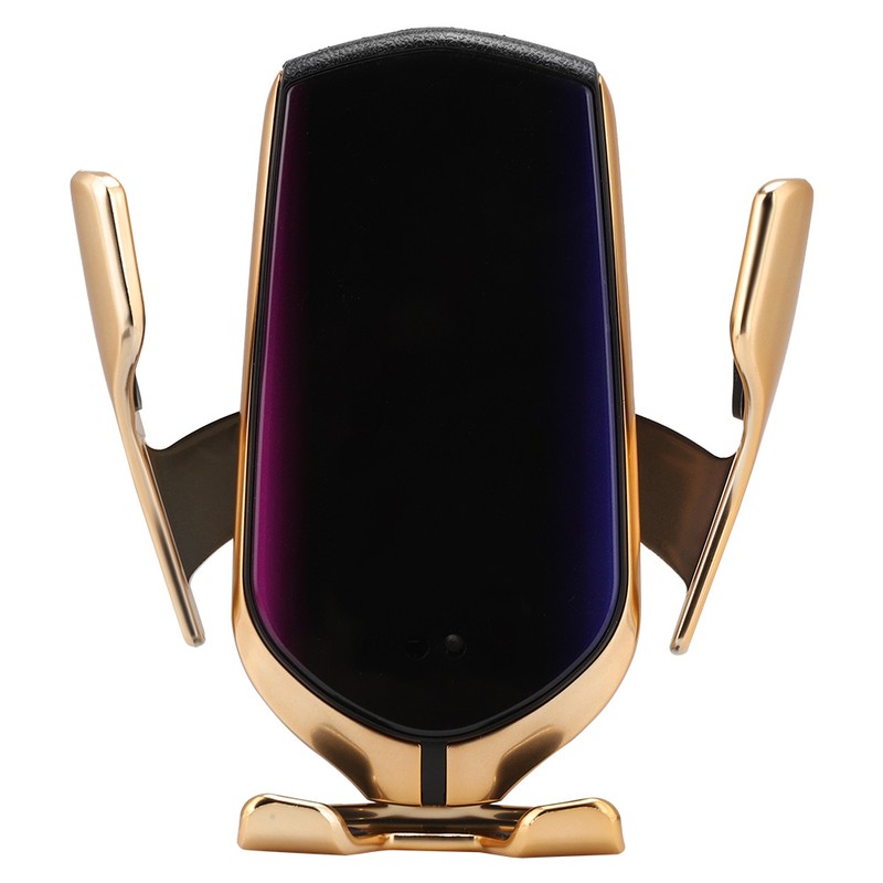 R1 10W Automatic Clamping Car Wireless Charger Gold Color(For Android