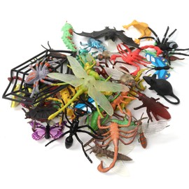 DOITEM Realistic Insect Toy Figures for Kids, 45Pack Colorful Assorted Play Bugs for Children, Toddler Education Themed Party Gift, Halloween Filler Cupcake Topper