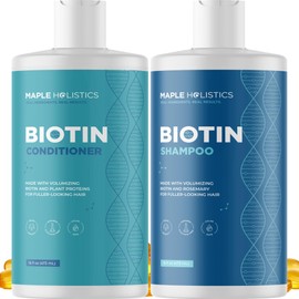 Maple Holistics Rosemary Biotin Shampoo and Conditioner Set - Volumizing Shampoo and Conditioner for Thinning Hair for Women & Men with Nourishing B Vitamins - Color Safe Sulfate Paraben & Silicone Free (16 Fl Oz)