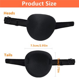 SAHENITEANA Parches de Ojos, Parches para Ojos, Parches Suaves Para Ojos Perezosos Para Ojos Izquierdo o Derecho, Parches para Ojos Ajustables, Negro (Negro-paquete de 2)