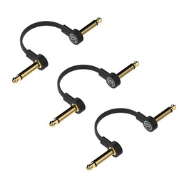 Rock Stock Guitar Pedal Patch Cables - 12 Inch C-Shape Right Angle Pedal Board Cable to Maximize Space - Durable & Low Noise Gold Plated Connectors