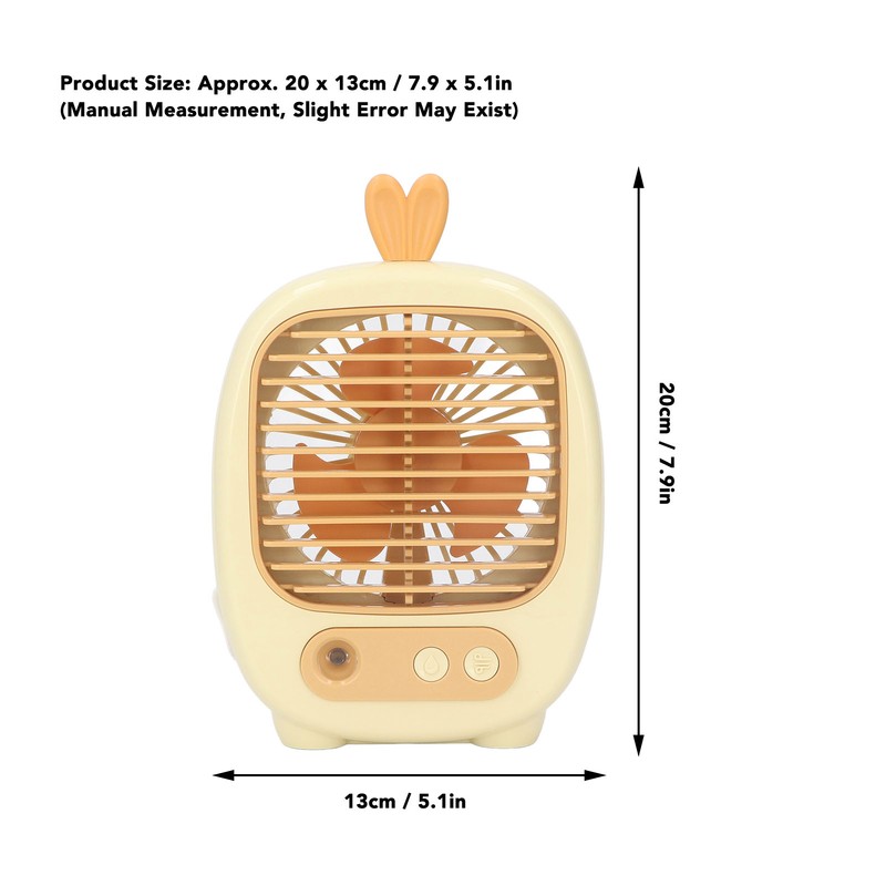 Small Desk Fan 3 Speed Mode Humidifier Function USB Charge