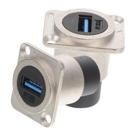 Tofficu 2pcs USB Panel Mount Coupler Flush Mount USB Connector for Industrial Applications Scratch Resistant Casting Reliable Data Transfer Adapter