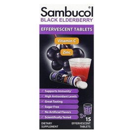 Sambucol Black Elderberry Vitamin C Zinc 15 Tablets, 1 Piece / 삼부콜 블랙 엘더베리 비타민 C 아연 15정, 1개
