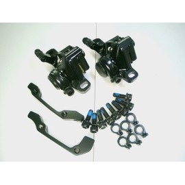 Shimano BR-M375 Mechanical Disc Brake, Black, Front and Rear Set, IS Mount Adapter Included 302