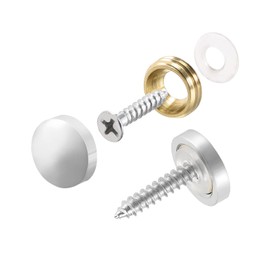 METALLIXITY 12pcs 14mm Brass Plated Screw Cap Cover Decorative Screws Screw Nails for Sign Advertising Hardware Construction Silver Tone