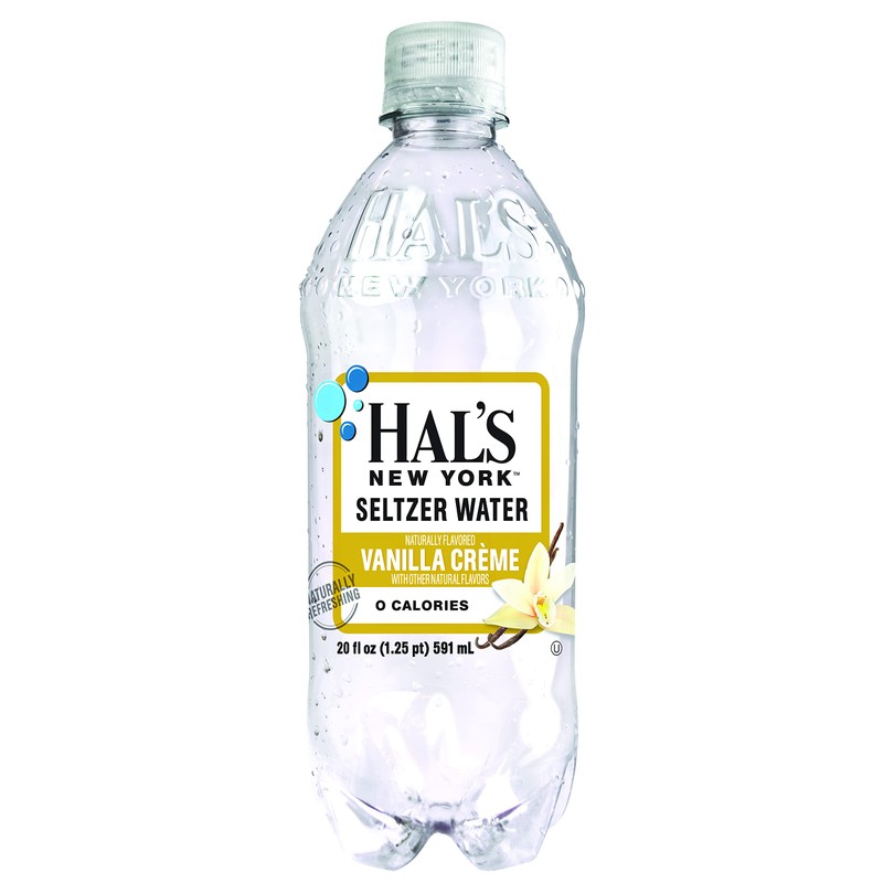 Hal's New York Seltzer Water, Vanilla Creme Sparkling Water, 20