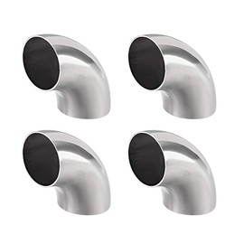 sourcing map Stainless Steel 304 Pipe Fitting Long Radius 90 Degree Elbow Butt-Weld 1-1/2-inch OD, 0.85mm Thick Pipe Size 4pcs