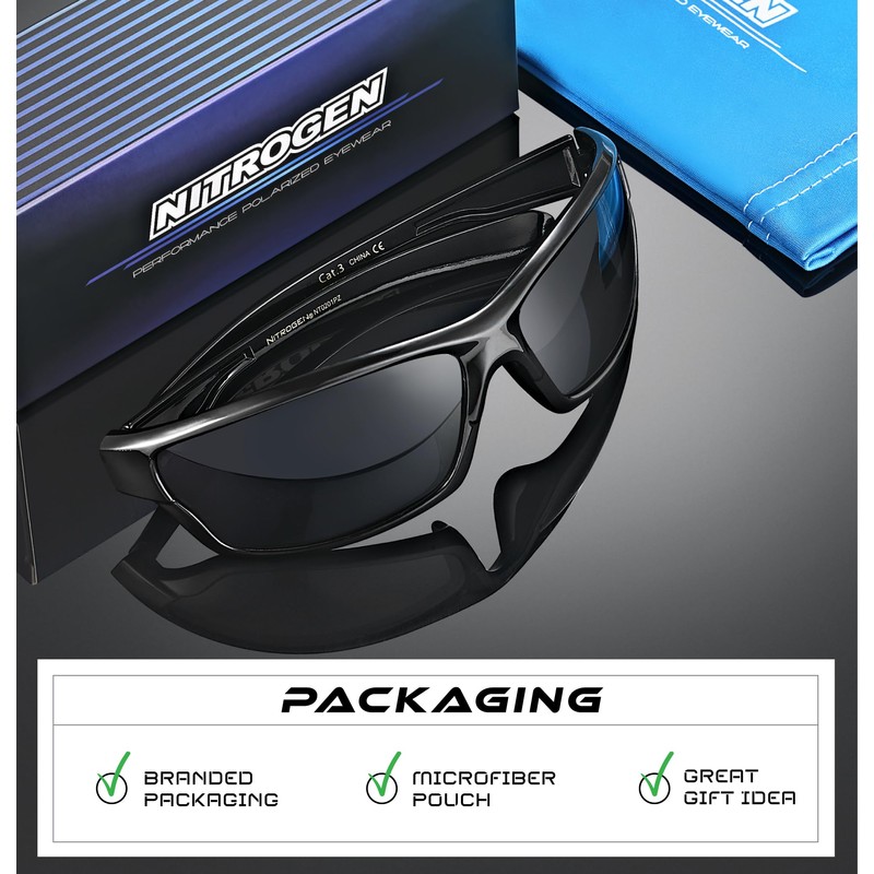 Nitrogen Polarized Wrap Around Sport Sunglasses for Men Women UV400