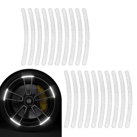 Ferianl 20PCS Car Wheel Reflective Decorative Strip, Night Reflective Safety Sticker, Waterproof Anti-Scratch Auto Protective Strip, Universal for Bicycle, Cars, Trucks, Motorcycle (White)