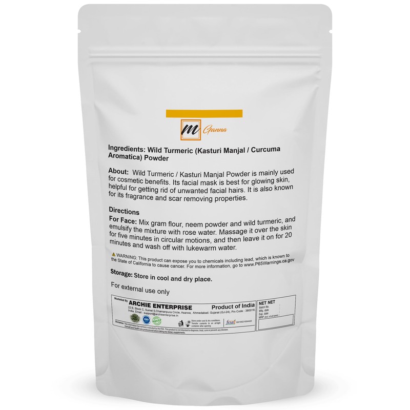mGanna 100% Natural Pure Wild Turmeric/Curcuma Aromatica Powder for Smooth