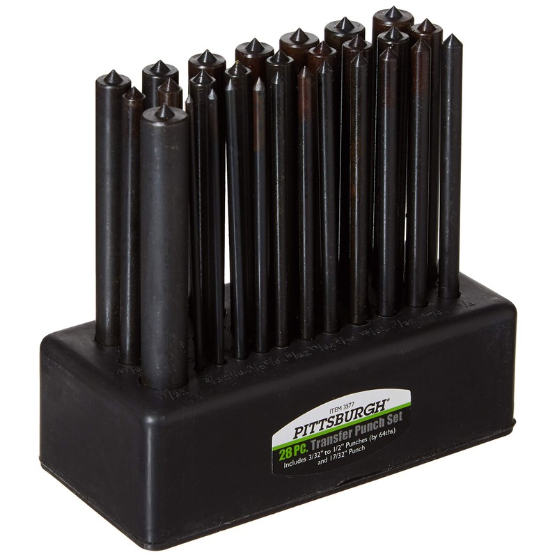 Pittsburgh 28-Piece Transfer Punch Set, Black, Modern, Professional