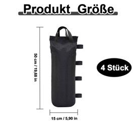 Gazebo Sandbags Pack of 4, 15 x 50 cm Gazebo Weights, Oxford Sandbag Weighting, Sandbags Base with Long Belt, for Camping Tents, Parasols, Black