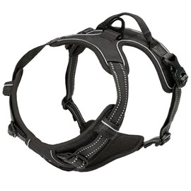 JSTHHTT Dog Harness Large Dog No Pull Pet Harness with 2 Leash Clips,Anti Pull Dog Harness,Adjustable Soft Padded Pet Vest Harness,Reflective No-Choke with Easy Control Handle for Training Walking