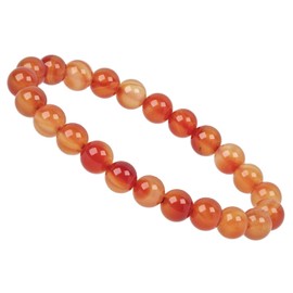 Eledoro PowerBead, Women’s Stretch Bead Bracelet, Made of 8 mm Gemstone Beads, 17 - 18 cm, gemstone, red