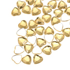 sourcing map 100 Pcs Acrylic Heart Rhinestone 8mm Flat Back Plastic Gems Jewelry Stickers for Craft Bead Face Painting Costume Jewelry Making, Light Brown