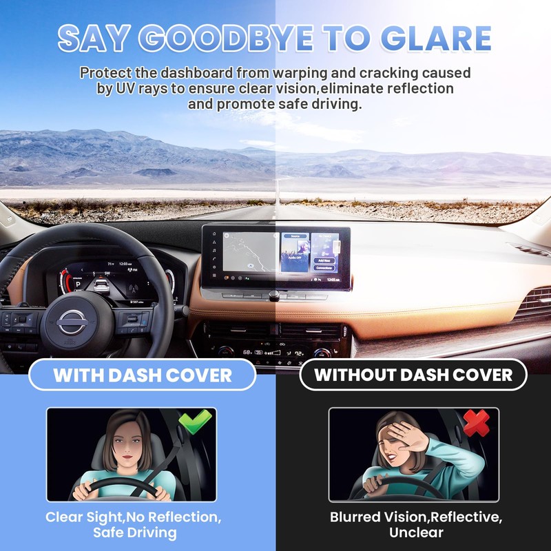 Sunsdrew Dash Cover for 2022-2025 2026 Nissan Rogue Dashboard Cover