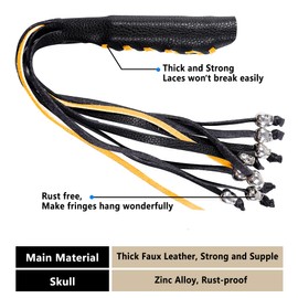 2 PCS Faux Leather Motorcycle Lever Covers with Fringes, Motorcycle Brake Clutch Lever Covers Grip Tassels Motorcycle Handlebar Handle Grip Covers, Fringed Leather Lever Covers Wraps with Skulls