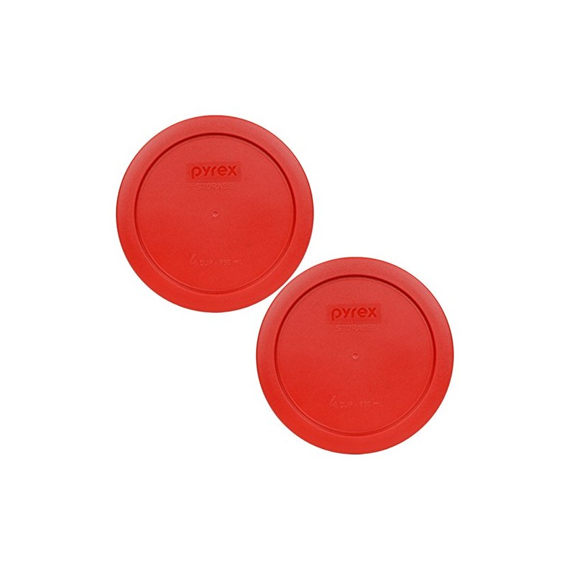 Pyrex 7201-PC 4-Cup Poppy Red Food Storage Replacement Lid (2-Pack)