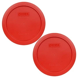 Pyrex 7201-PC 4-Cup Poppy Red Food Storage Replacement Lid (2-Pack) - Made in USA