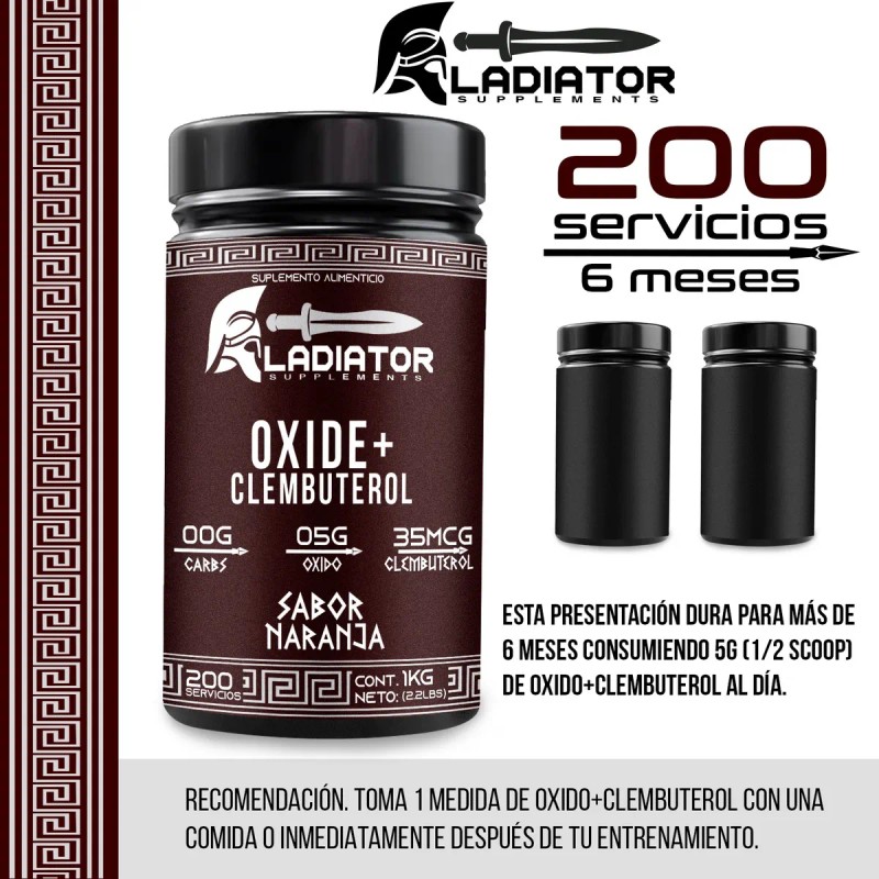Óxido Nítrico + Clembuterol Gladiator 1 Kg Pre-entreno