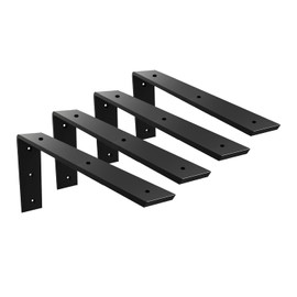 Countertop Support Bracket 4 Pack 10 inch Heavy Duty 3/8" Thick Black Granite Countertop Bracket 10"x6"x2.5" Shelf L Bracket Mantel Corbels for Quartz/Granite/Wood/Concret/Laminate Countertops