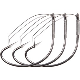 50PCS Wacky Weedless Fishing Hooks - Worm Hooks with 306 Stainless Steel Wire Weed Guard Wide Gap Hooks for Soft Senko Bait Rig Lures 4#-50pcs