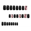 MISUD Press on Nails Short Square Fake Nails Glossy Glue