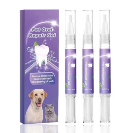 3Pcs Pet Oral Repair Gel, Dog Oral Repair Gel, Pet Breath Freshener for Cats and Dogs, Removes Tartar, Keeps Breath Fresh, Strengthens Teeth, Without Brushing