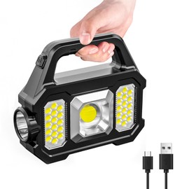 Solar Handheld Flashlight, 1000 Lumens Solar or USB Charging Handheld Flashlights, Waterproof Portable Solar Powered Flashlights with 6 Modes for Fishing Outdoor Camping Power Outage Emergencies