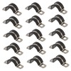 Outanaya 15pcs Rubber Cushioned Stainless Steel Shaped Cable Clamps for