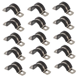 Outanaya 15pcs Rubber Cushioned Stainless Steel Shaped Cable Clamps for Wire Management Durable Tube Strap Clamps for Industrial and Household Use