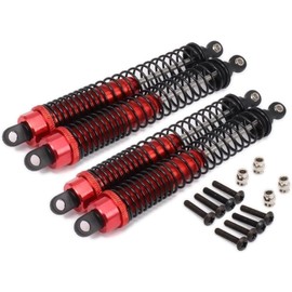 RCAWD Aluminum RC Shock Absorber Damper 130mm Oil Adjustable for RC Car 1/10 Crawler Truck Upgraded Hop-Up Parts HPI HSP Traxxas Losi Axial Tamiya Redcat Himoto Losi 4pcs/set(Red)