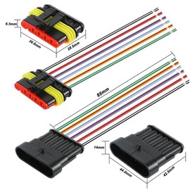 Aiqeer 2 Set 6 Pin Car Waterproof Electrical Wire Connectors with 16 AWG Pre-Wired, Car Waterproof Electrical Connector Plug Socket Kit