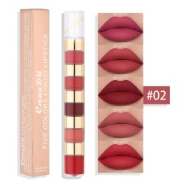 Kit De Lápiz Labial Líquido Mate De 5 Colores, Paquete De Ti B