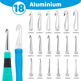 NEZIN 18 Size Light Up Counting Crochet Hook Set, Ergonomic Crochet Hooks to Track Rows and Stitches for Crocheting and Knitting
