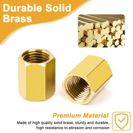 Brass Muff 1/4 Inch Female x 1/4 Inch Female Thread Connector, 6 Pieces Thread Adapter Double Sleeve Hex Coupling Connector for Water, Air, Pipe Connection