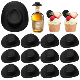 HKACSTHI 30 Pieces Mini Western Cowboy Hat Cowgirl Hat Doll Hats Plastic Cute Doll Hats Decoration Accessories for Party (Black)