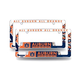 Auburn University Tigers (Set of 2) Chrome Metal License Plate Frames with Bold Full Frame Design