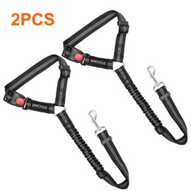 BWOGUE 2 Packs Dog Cat Safety Seat Belt Strap Car Headrest Restraint Adjustable Nylon Fabric Dog Restraints Vehicle Seatbelts Harness